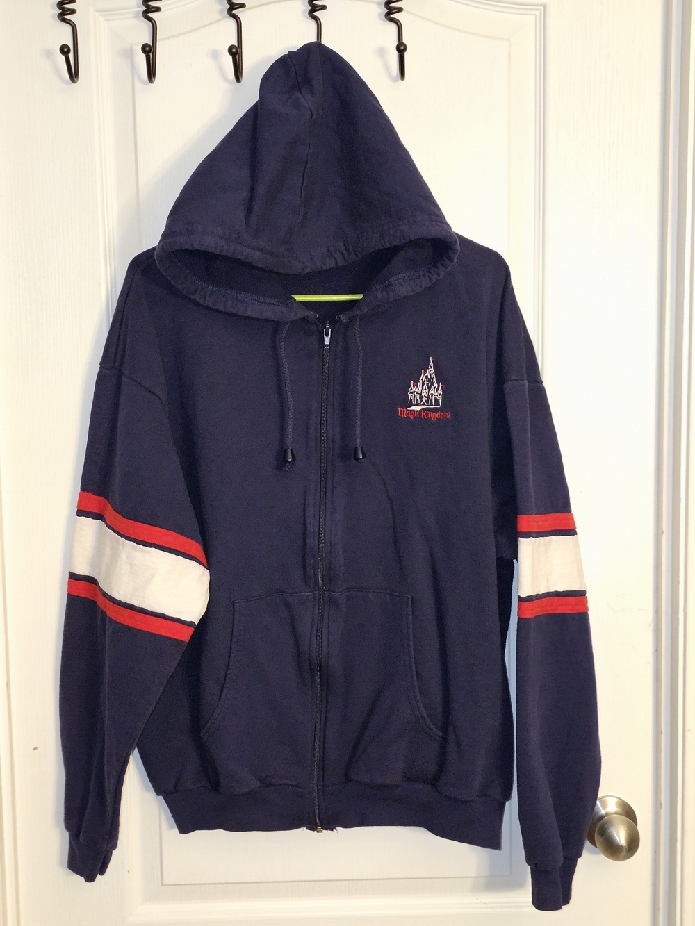 Walt Disney World Vintage Zippered Hoodie Jacket Drawstring Unisex Size XL